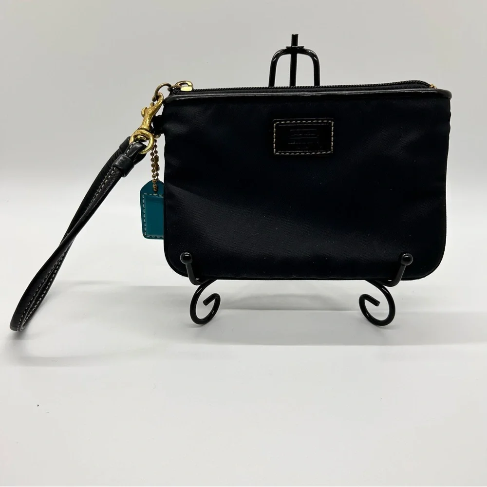 Coach Black Wristlet Nylon Leather Trim - Picture 3 of 9